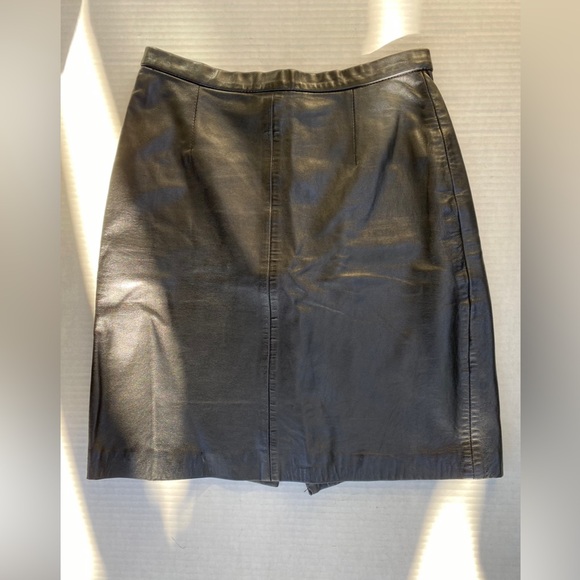 Michael Hoban Dresses & Skirts - MICHAEL HOBAN VTG 80’s Black Leather Skirt Size 9/10